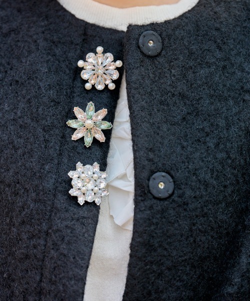 Chesty（チェスティ） ノーカラーコート コート モヘアビジューコート