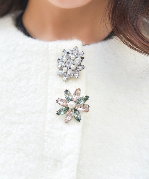 Chesty（チェスティ） ノーカラーコート コート モヘアビジューコート