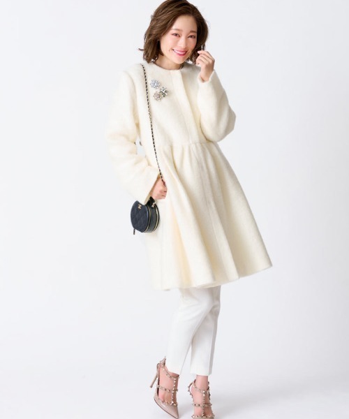 Chesty（チェスティ） ノーカラーコート コート モヘアビジューコート