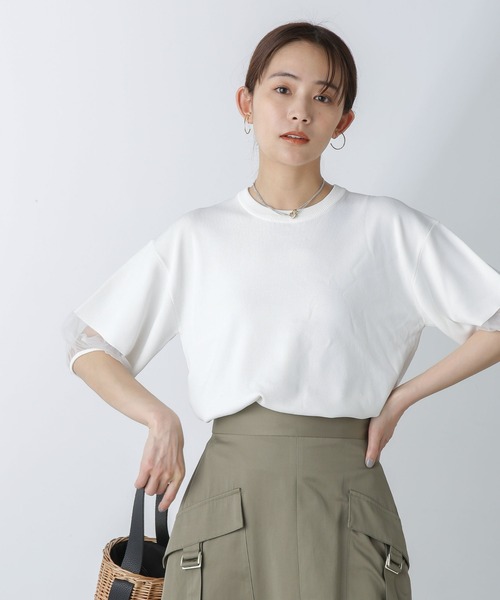 NANO universe（ナノ・ユニバース） 半袖ニット FREE ホワイト