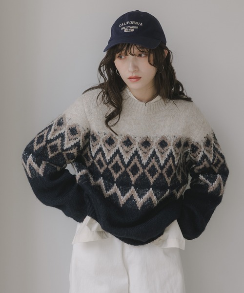210nouve（トゥージュヌーヴ） ニット セーター ノルディック柄 ルーズ