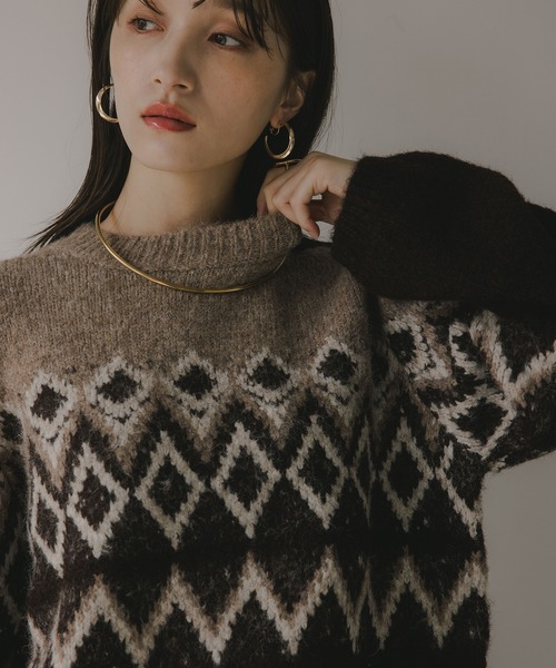 210nouve（トゥージュヌーヴ） ニット セーター ノルディック柄 ルーズ