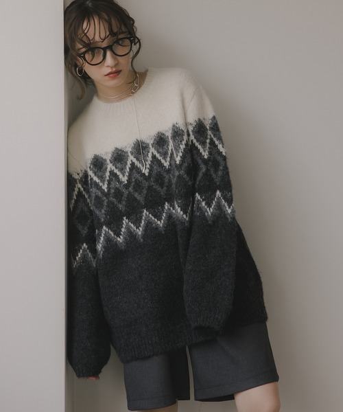 s△t◎m！　aLORS paris Rohan ノルディック柄ニット 210nouve（トゥージュヌーヴ） ニット セーター ノルディック柄 ルーズ