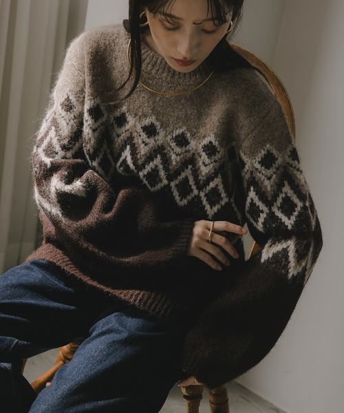 210nouve（トゥージュヌーヴ） ニット セーター ノルディック柄 ルーズ