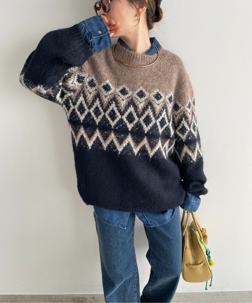 210nouve（トゥージュヌーヴ） ニット セーター ノルディック柄 ルーズ