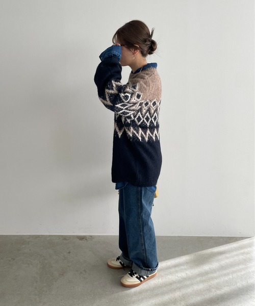 ★ジヌーシー★ノルディック柄厚手ニット M 217575_m01.jpg