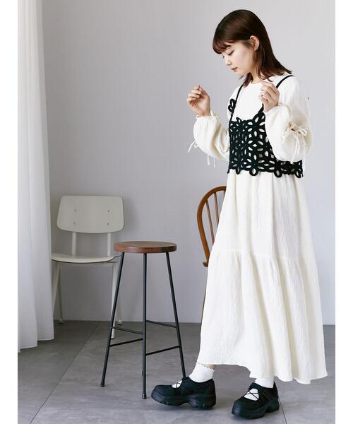 「ehka sopo」 ノースリーブワンピース F キナリ レディース_画像4