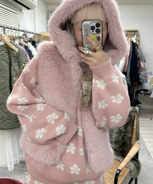 Alley Tokyo ニット セーター 「セットアップで着られる」お花のニット