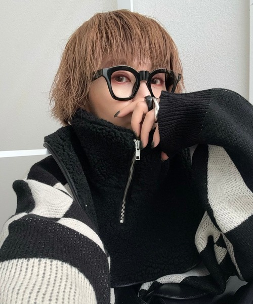 CFT. ニット セーター ボアジップネックショルダー レディース