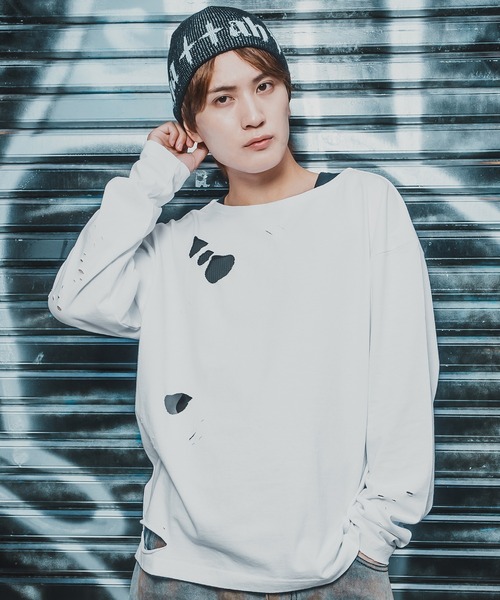 En serio TOKYO tシャツ 「SIDEWAYSTANCE」無地長袖グランジTシャツ
