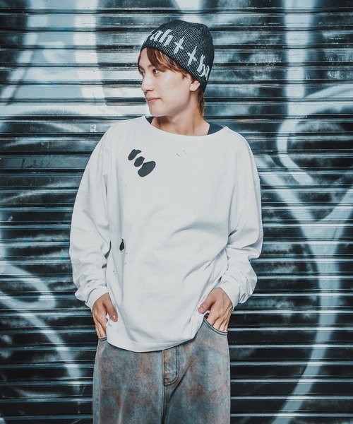 En serio TOKYO tシャツ 「SIDEWAYSTANCE」無地長袖グランジTシャツ
