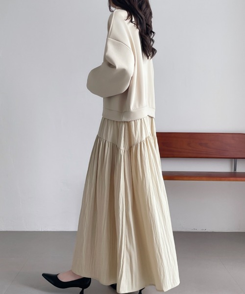 emi+ ワンピース 異素材切替段ボールスウェットワンピース : ZOZOTOWN