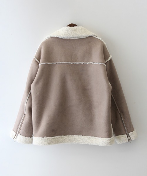 「SpRay」 「SpRay PREMIUM」ライダースジャケット FREE グレイッシュベージュ レディース_画像5