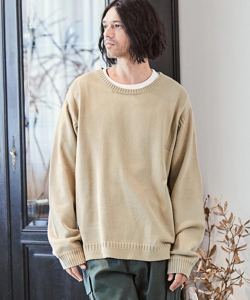 「CAMBIO」 長袖ニット L ベージュ メンズ_画像3