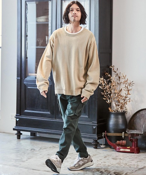 「CAMBIO」 長袖ニット L ベージュ メンズ_画像4