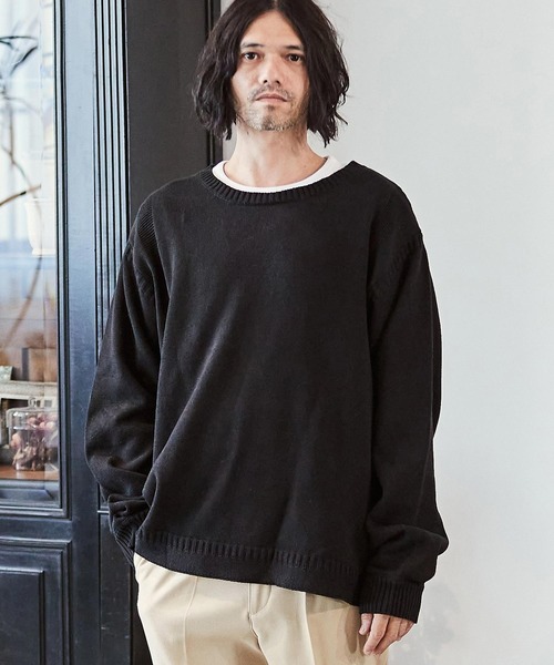 「CAMBIO」 長袖ニット L ベージュ メンズ_画像6