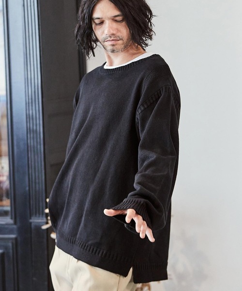 「CAMBIO」 長袖ニット L ベージュ メンズ_画像7