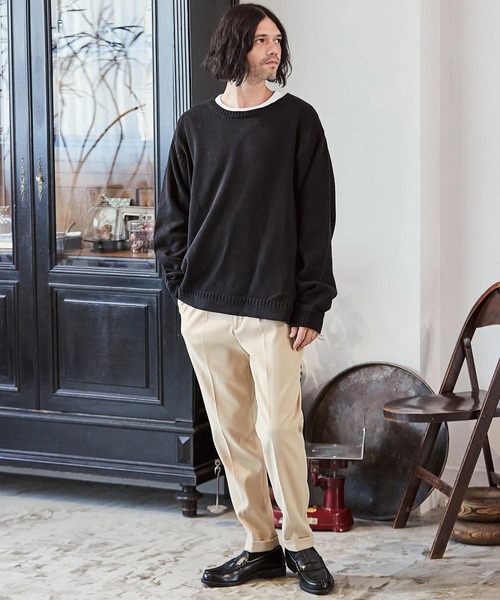 「CAMBIO」 長袖ニット L ベージュ メンズ_画像8