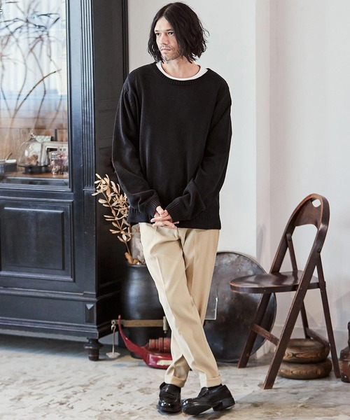 「CAMBIO」 長袖ニット L ベージュ メンズ_画像9