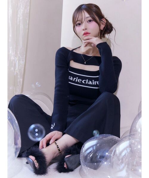 エムミーエメオフショルダー ニットセーター 黒 EATME（イートミー） ニット セーター 「marie claire×EATME」オフ