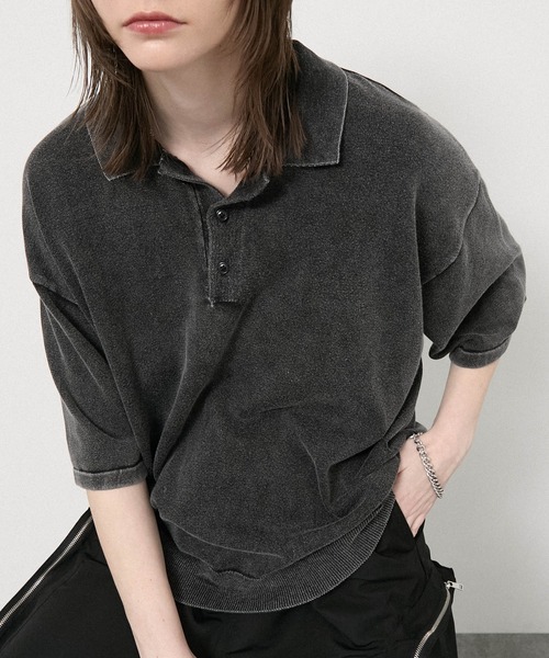 ポロシャツ 半袖 「Alfred Alex」Faded Short Knit Polo