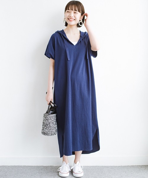 「haco!」 半袖ワンピース SMALL ネイビー レディース_画像8