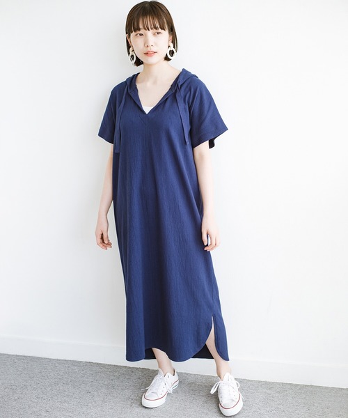 「haco!」 半袖ワンピース SMALL ネイビー レディース_画像9