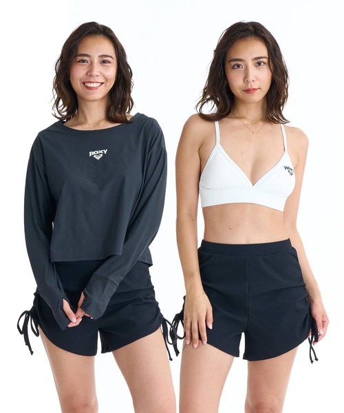 いわし様　新品 ロキシー Roxy タンキニ ビキニ シャーリングブラック L ROXY（ロキシー） 水着 水着 3点セット ビキニ 長袖ラッシュガード