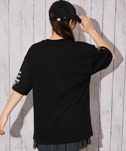 tシャツ 半袖 「くまビッグ刺繍×落書きロゴ」Tシャツ／ストリート／春