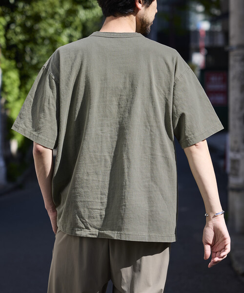 【 美品 2024年モデル 】TFW49 サイズM オリーブ系/ベージュ FREAK'S STORE（フリークスストア） ヘンリーネック tシャツ HEAVY