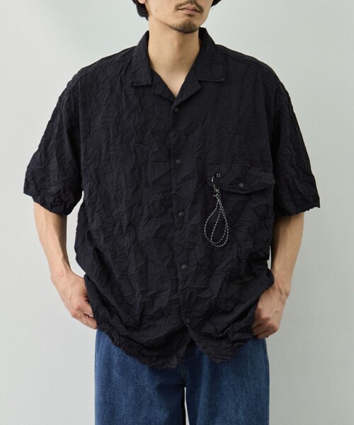 シャツ 「and wander/アンドワンダー」washer pleated open SS shirt メンズの画像