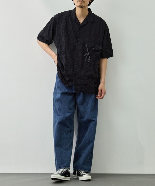 シャツ 「and wander/アンドワンダー」washer pleated open SS shirt メンズの画像