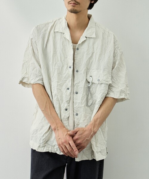 シャツ 「and wander/アンドワンダー」washer pleated open SS shirt メンズの画像