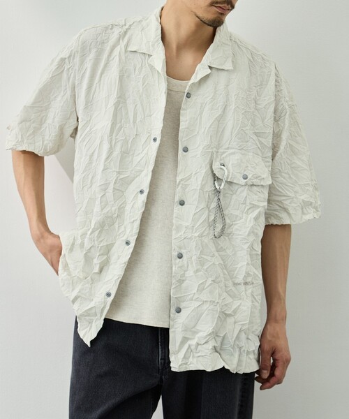 シャツ 「and wander/アンドワンダー」washer pleated open SS shirt メンズの画像
