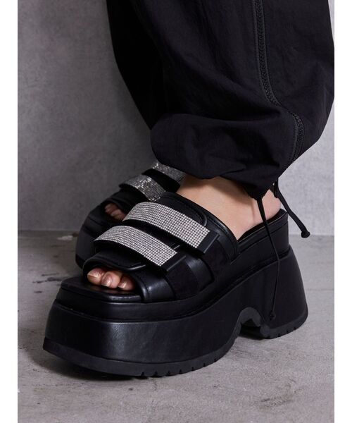 GYDA Thick sole bijou ストラップサンダル GYDA（ジェイダ） 厚底 サンダル Thick sole bijouストラップサンダル