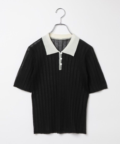 Black & White ポロシャツとニット PAGEBOY（ページボーイ） ポロシャツ ポロ バイカラーシアーニットポロ