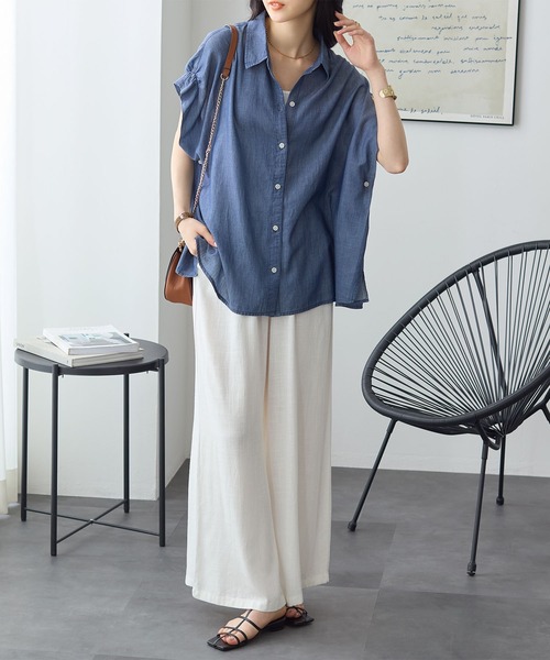 ブラウス シャツ 夏 シアーデニムゆるシャツ レディース : ZOZOTOWN