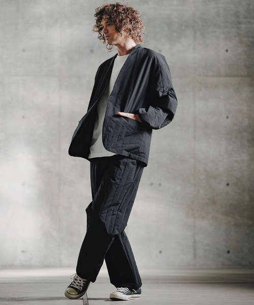 GLIMCLAP ジャケット ノーカラージャケット mj11698-Vertical Quilted