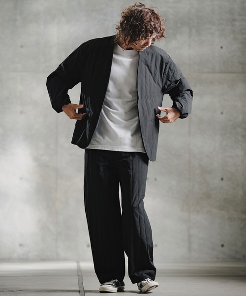 GLIMCLAP ジャケット ノーカラージャケット mj11698-Vertical Quilted
