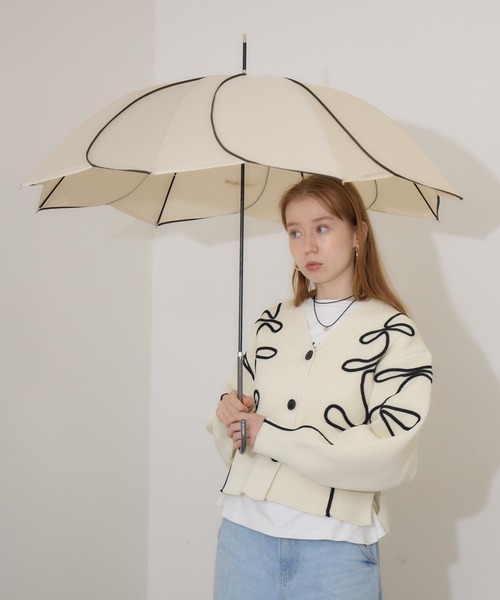 傘 because バイカラーパイピングはなびら長雨傘 レディース