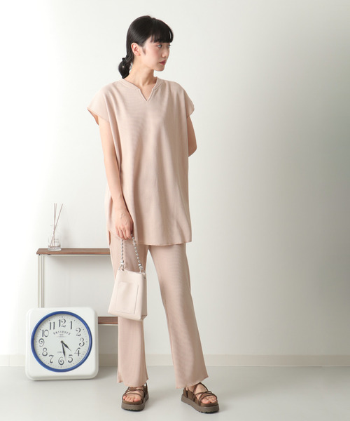 VENCE EXCHANGE tシャツ ワッフルキーネックセットアップ＋