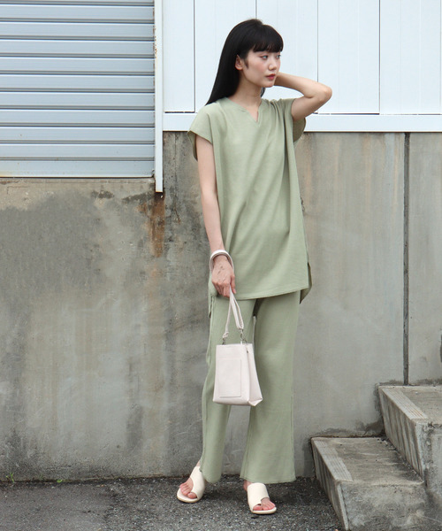 to the sea ワッフル　Vネック　Tシャツ　パンツ　セットアップ to the sea ワッフル Vネック Tシャツ パンツ セットアップ