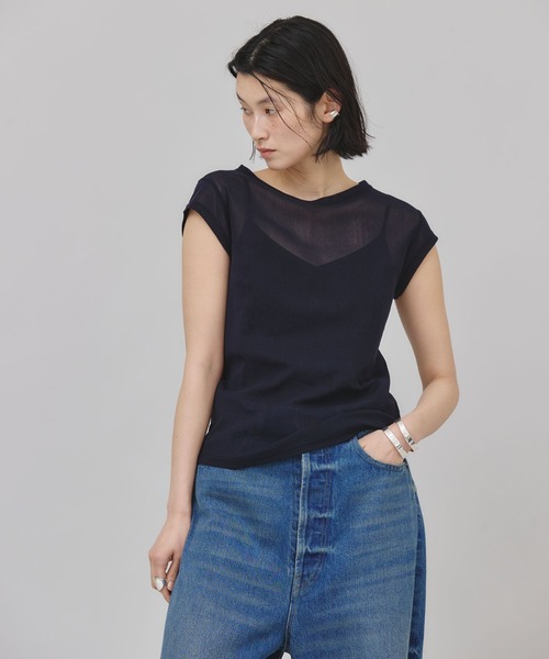 新品・未使用　カレンソロジーコットンチュ－ルプルオ－バ－ 新色ネイビー Curensology tシャツ Curensology(カレンソロジー)/コットン