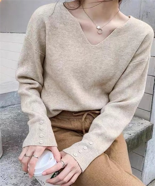 FREE STYLISTS ニット セーター Vネックロングスリーブニット