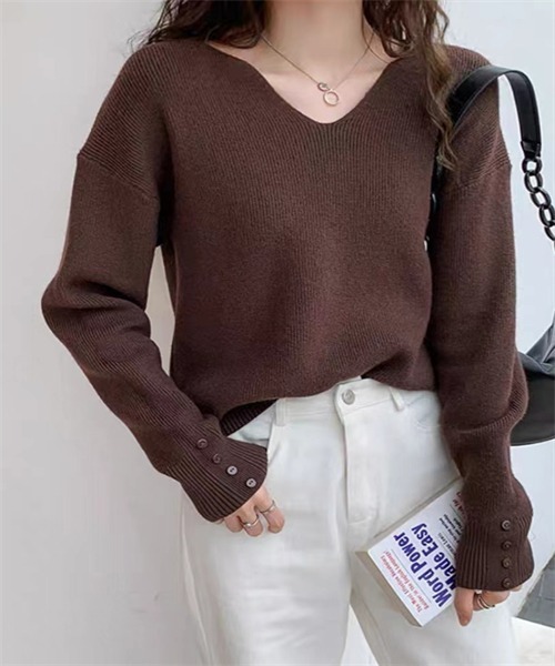 FREE STYLISTS ニット セーター Vネックロングスリーブニット