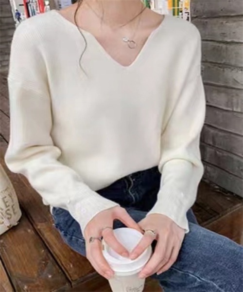 FREE STYLISTS ニット セーター Vネックロングスリーブニット