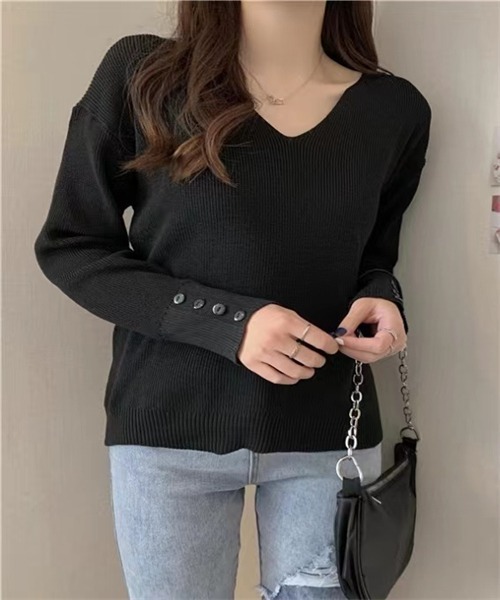 FREE STYLISTS ニット セーター Vネックロングスリーブニット