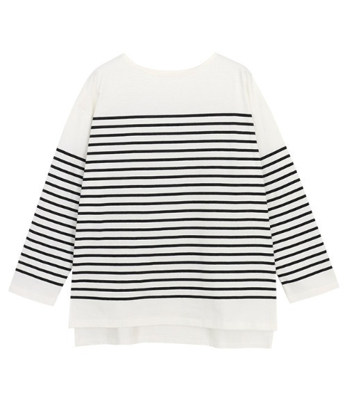 Pierrot（ピエロ） tシャツ ボーダーチュニックルーズプルオーバー