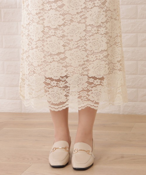 UNMINOU リバーシブルレーススカート Lace Ladies スカート リバーシブルニット×レーススカート
