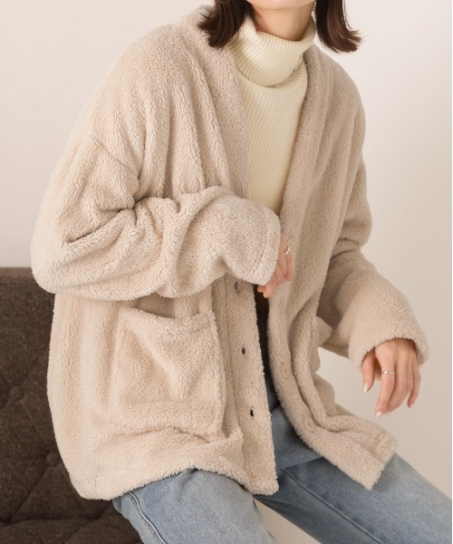 ad thie（アドティエ） カーディガン もこもこボア Vネック